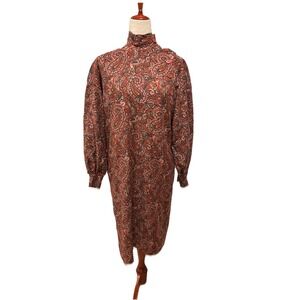 Vtg GIVENCHY Nouvelle Boutique Midi Dress Paisley Silk Pockets Made in France XL